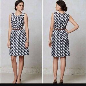 Anthropology Hi There from Karen Walker Geometric Navy & White Sleeveless Dress